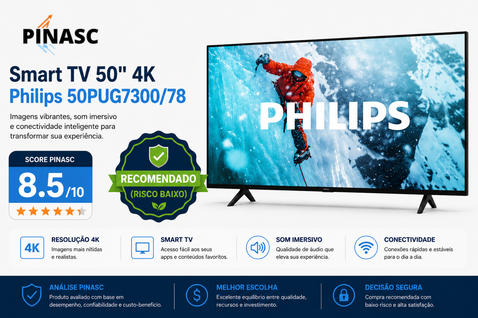 VEJA O PARECER DO GESTOR: Smart TV Philips 50PUG7300