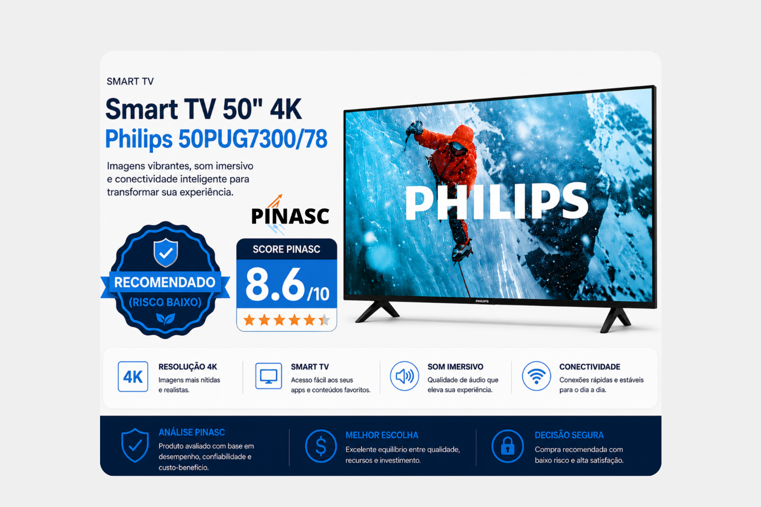 VEJA O PARECER DO GESTOR: Smart TV Philips 50PUG7300